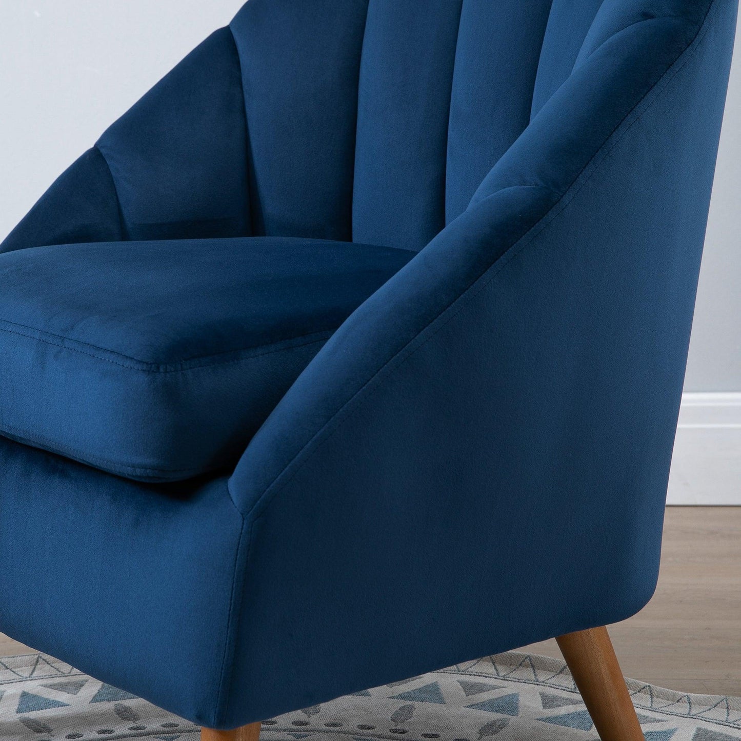 HOMCOM Blue Velvet Accent Chair, Stylish & Comfortable - ALL4U RETAILER LTD