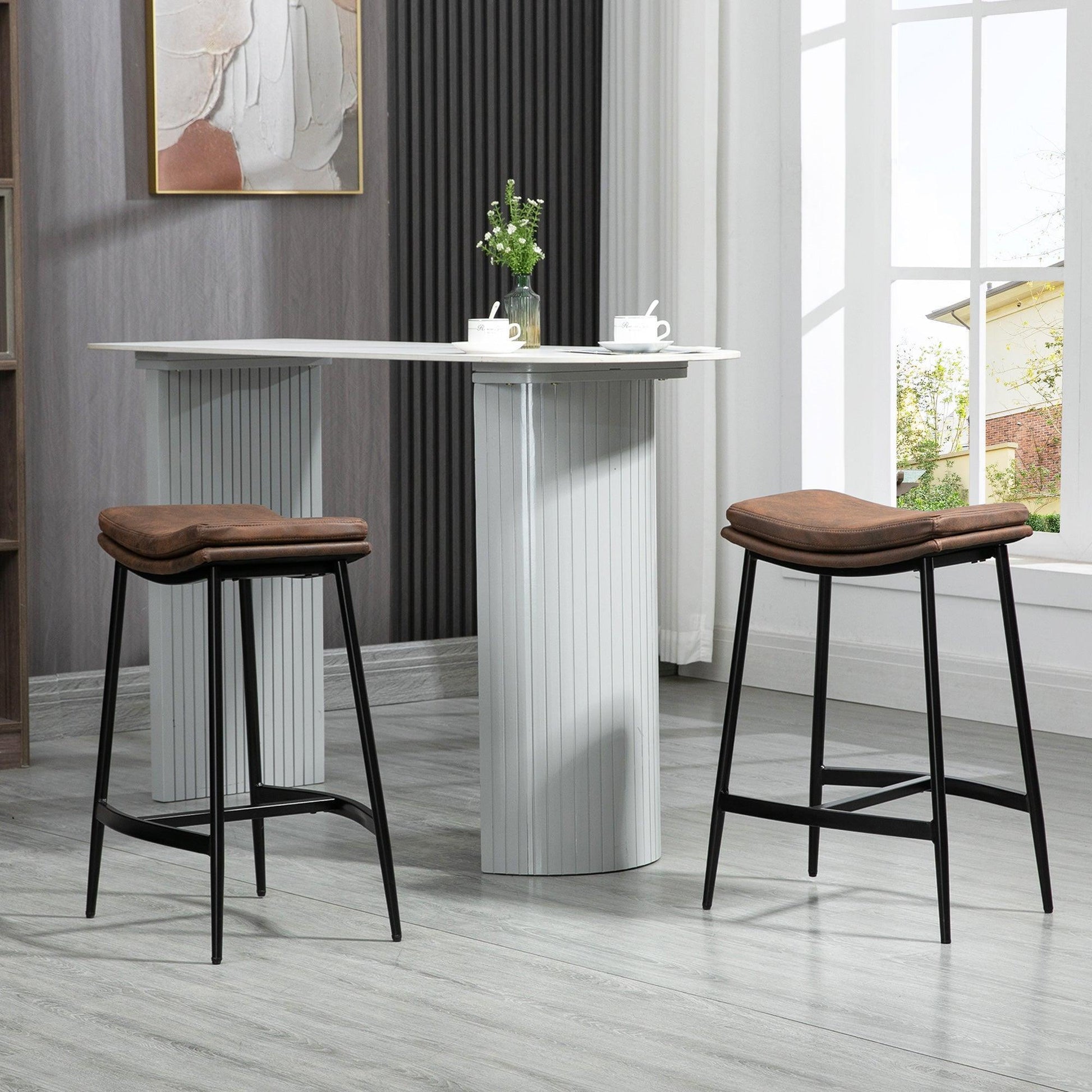 HOMCOM Breakfast Bar Stools Set, Microfibre Upholstered - ALL4U RETAILER LTD