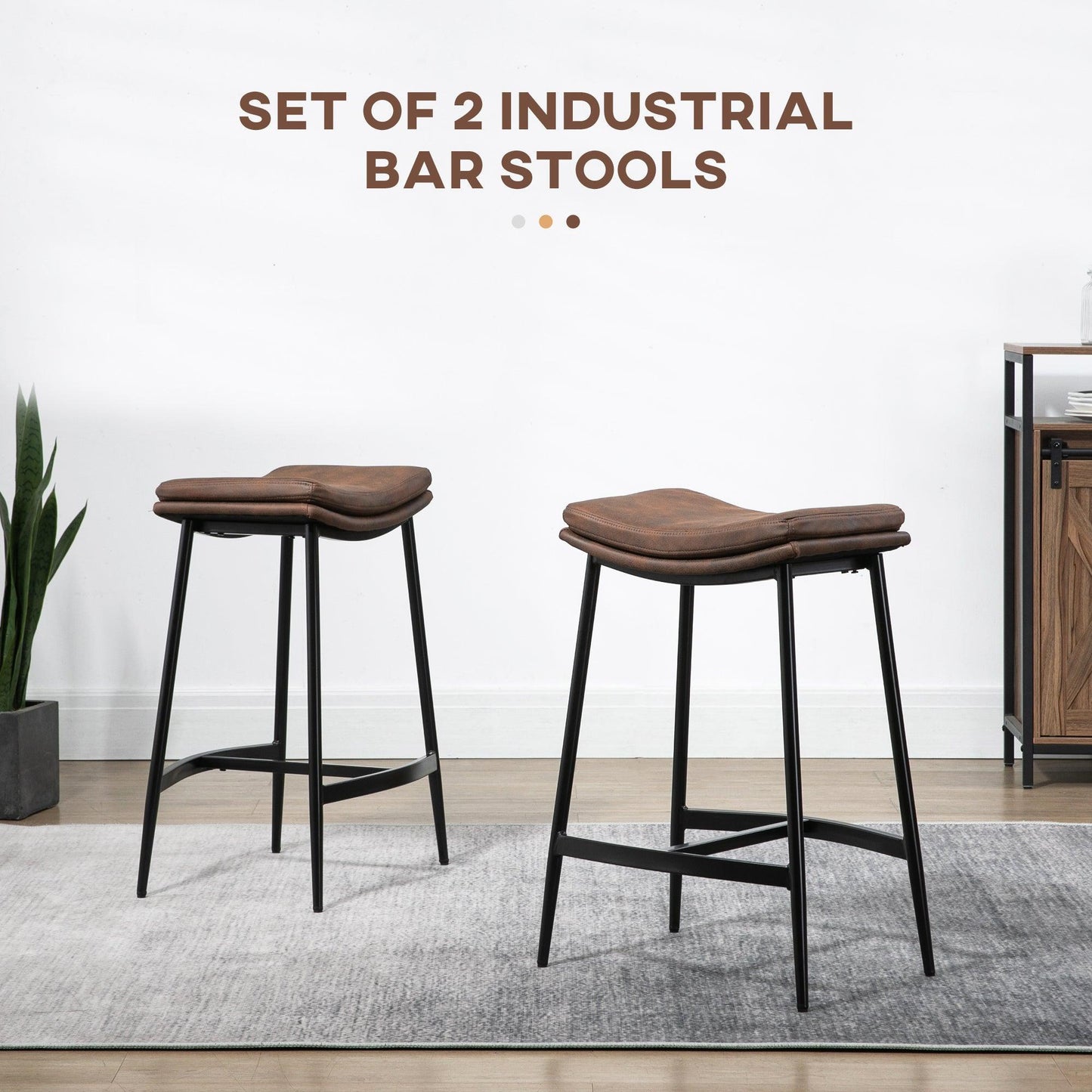 HOMCOM Breakfast Bar Stools Set, Microfibre Upholstered - ALL4U RETAILER LTD