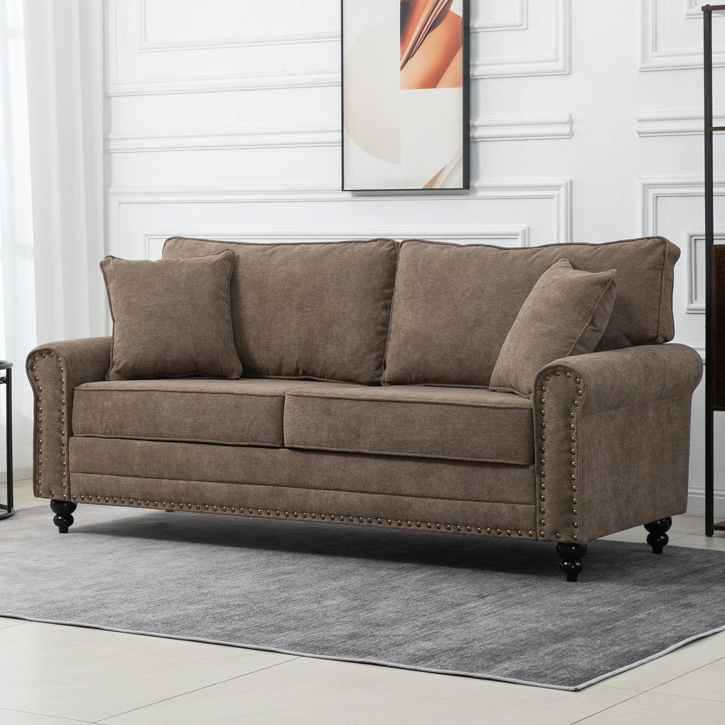 HOMCOM Brown Loveseat 2 Seater Sofa - ALL4U RETAILER LTD