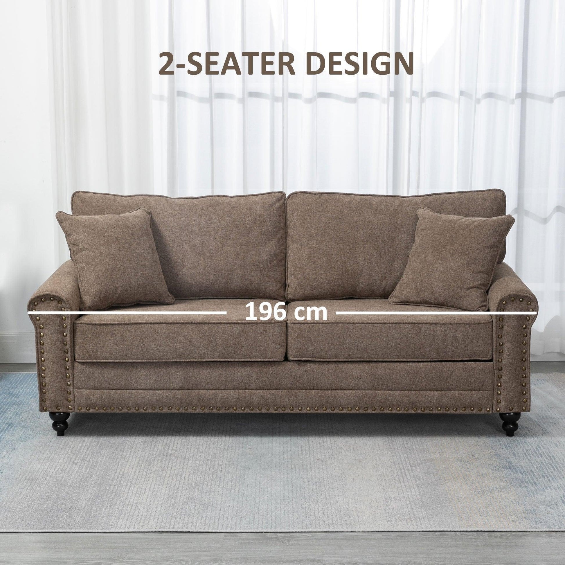 HOMCOM Brown Loveseat 2 Seater Sofa - ALL4U RETAILER LTD