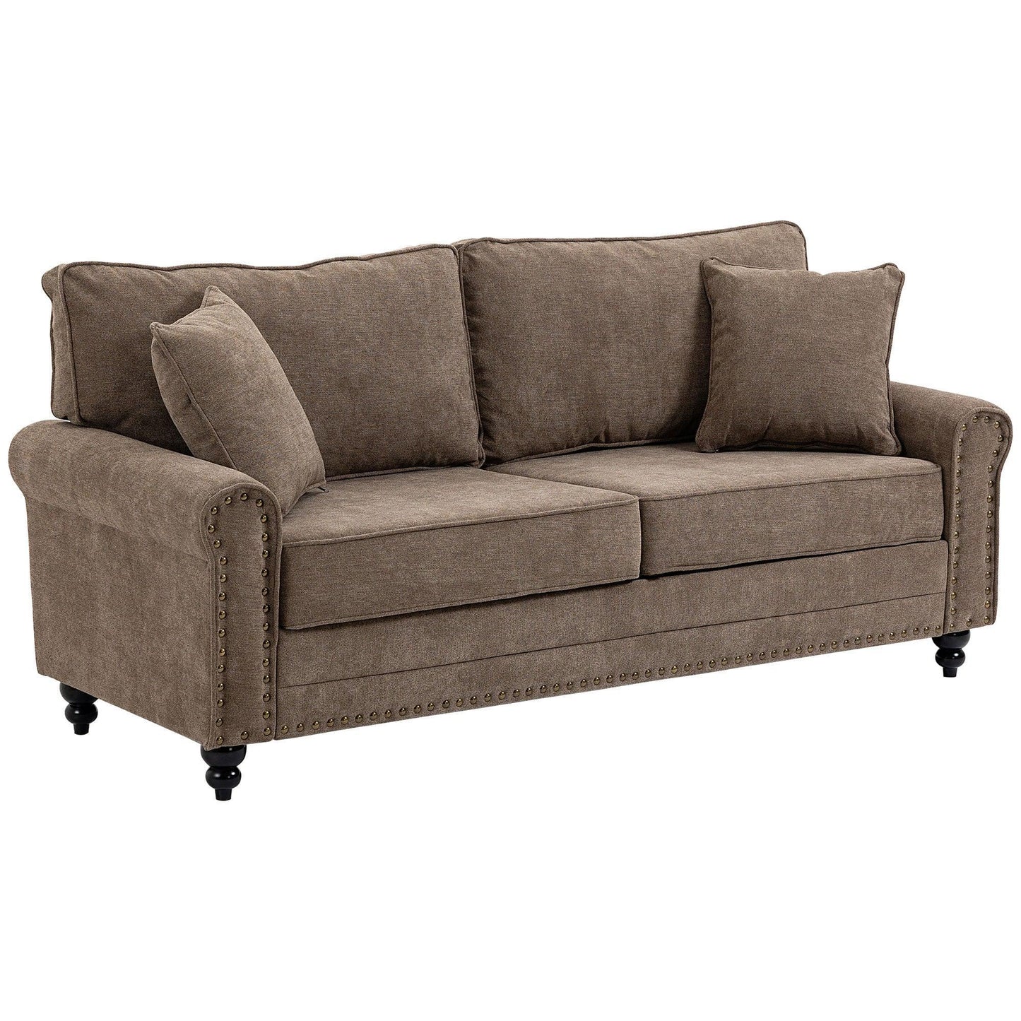 HOMCOM Brown Loveseat 2 Seater Sofa - ALL4U RETAILER LTD