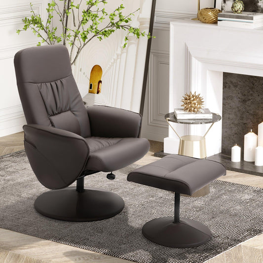 HOMCOM Brown Recliner Chair & Footstool - Comfy and Stylish - ALL4U RETAILER LTD