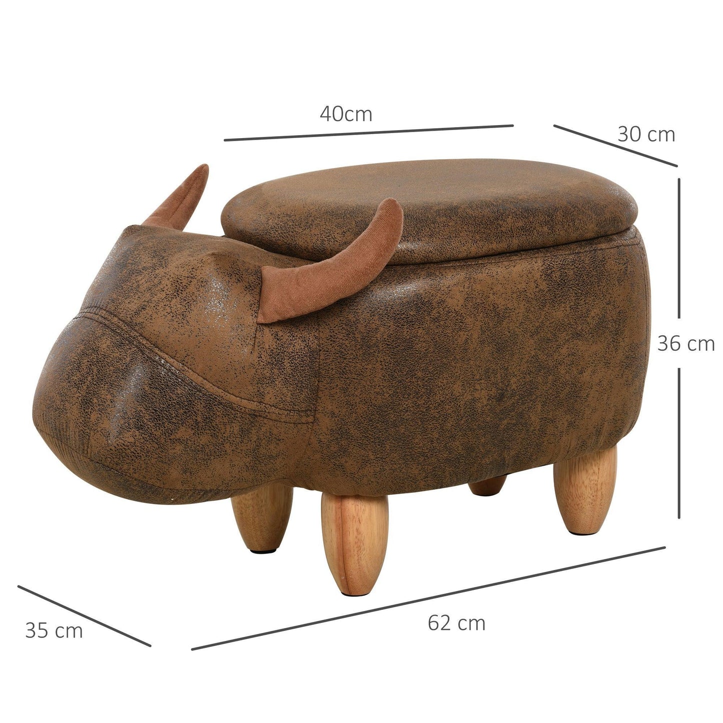 HOMCOM Buffalo Storage Stool - Cute Kids Ottoman - ALL4U RETAILER LTD