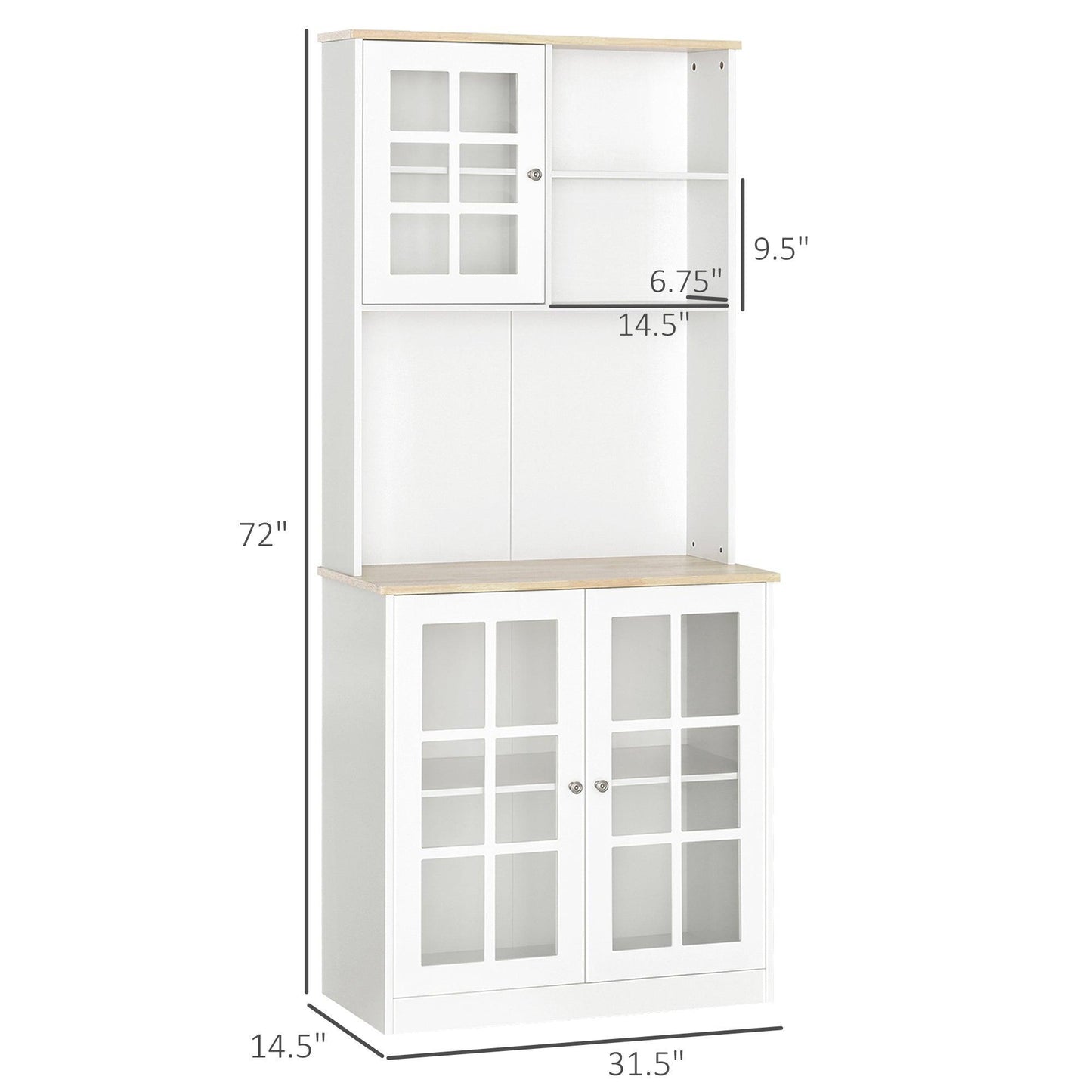 HOMCOM Cabinet Unit with Glass Doors - White - ALL4U RETAILER LTD