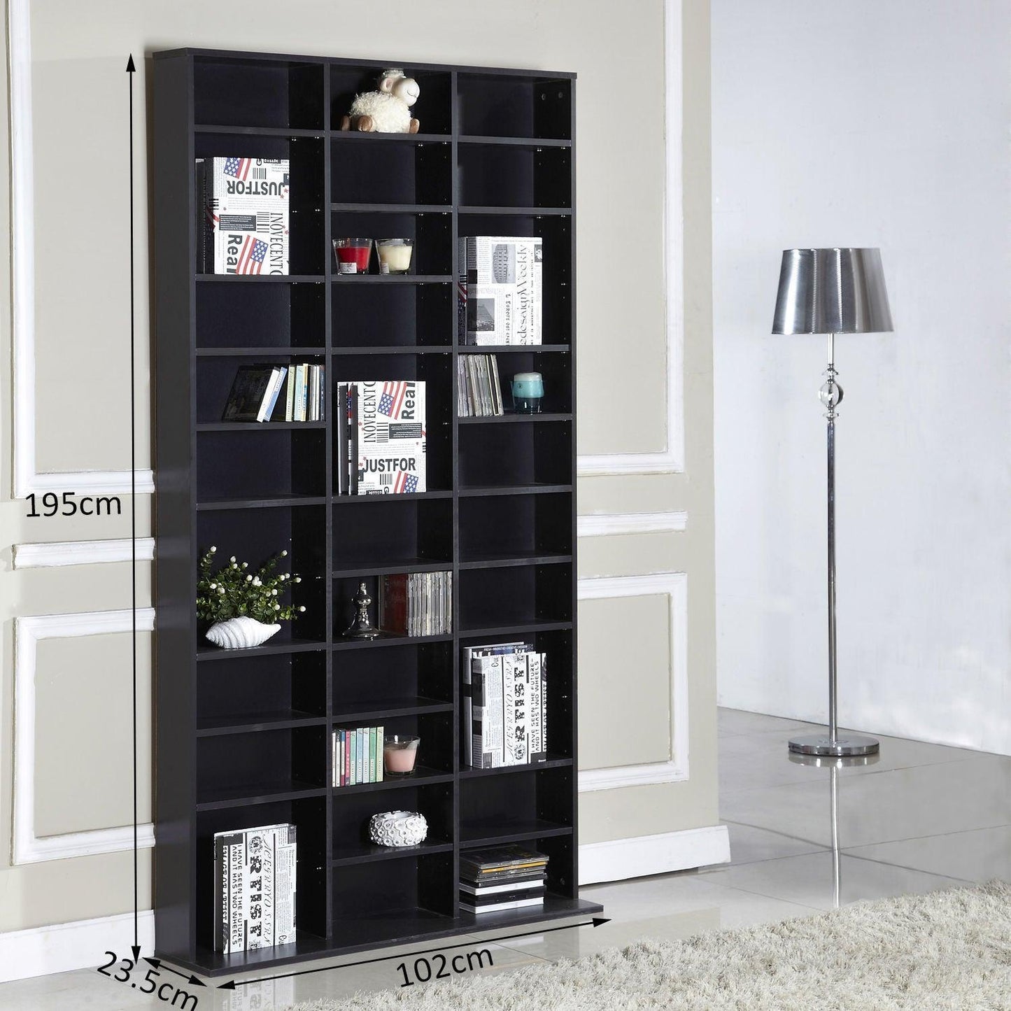 HOMCOM CD/DVD Storage: Adjustable, Compact, Black - ALL4U RETAILER LTD