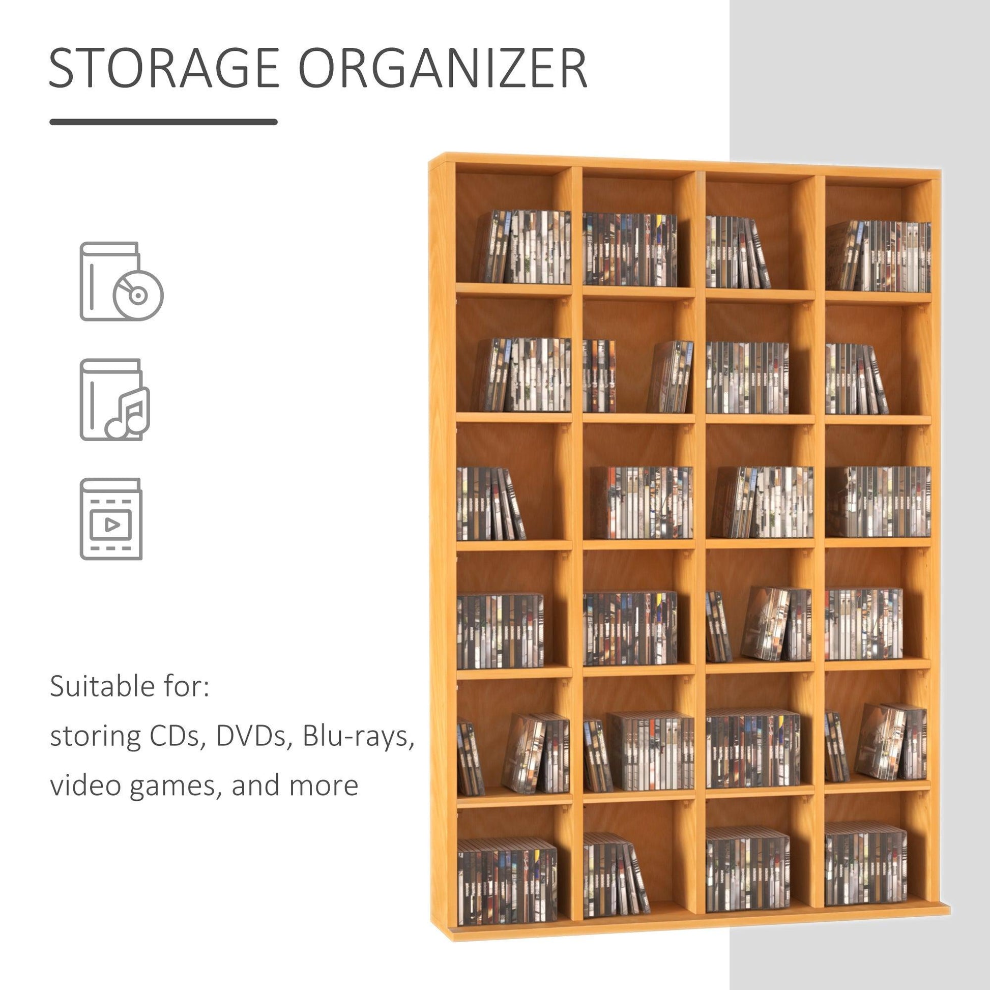 HOMCOM CD/DVD Storage Shelf - Brown, Holds 480 CDs - ALL4U RETAILER LTD