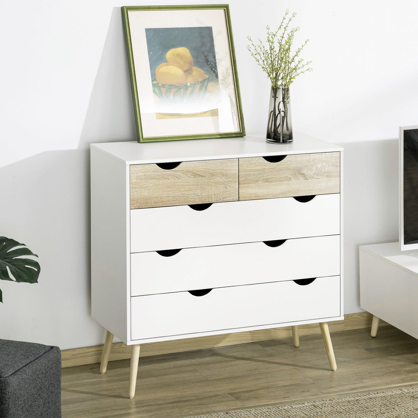 HOMCOM 5-Drawer Dresser: Organise & Store - ALL4U RETAILER LTD