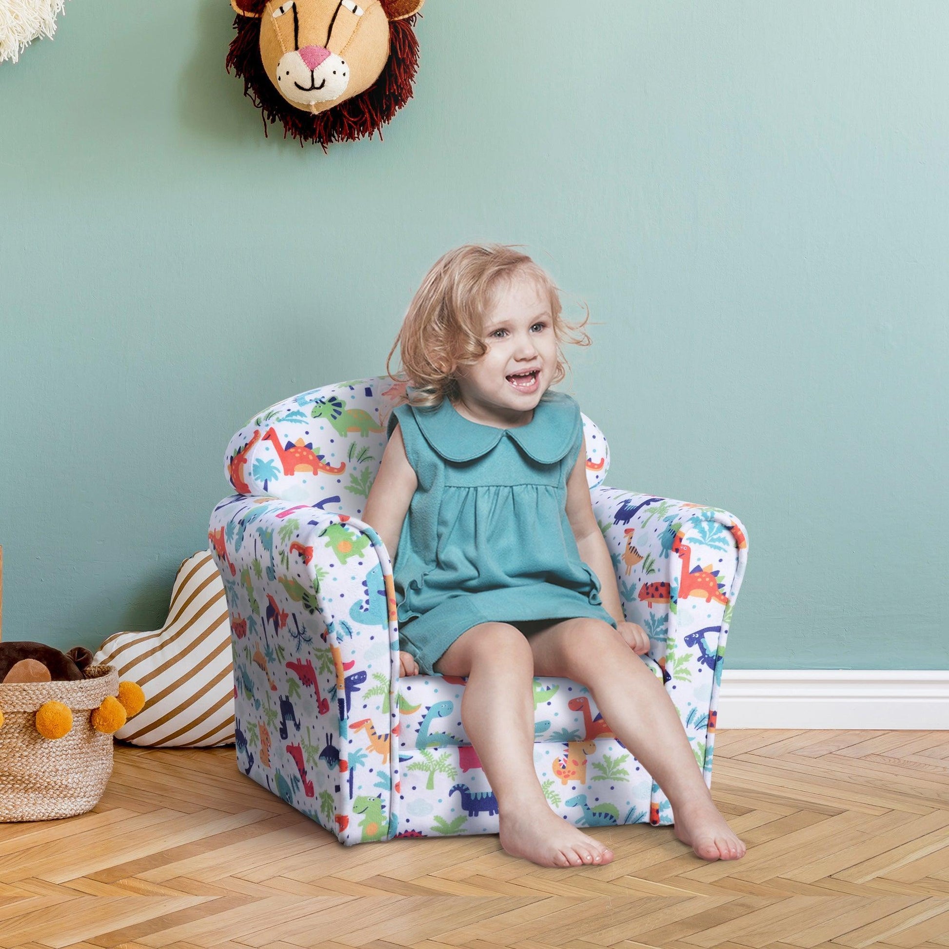 HOMCOM Children Armchair - Dinosaur Patterned Tub Seat - ALL4U RETAILER LTD