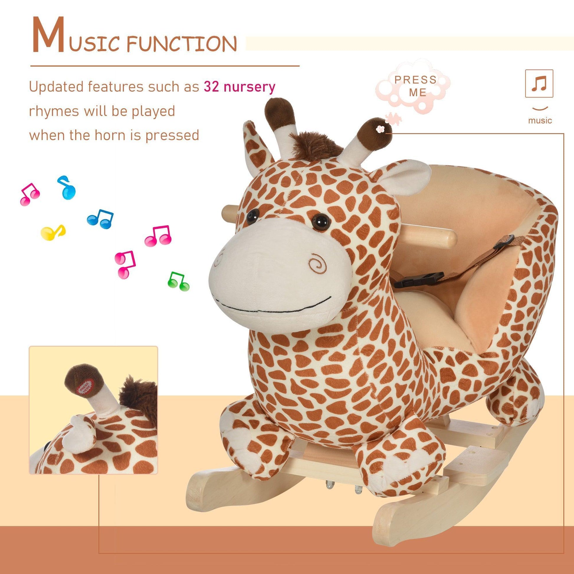 HOMCOM Kids Rocking Seat - Giraffe - ALL4U RETAILER LTD