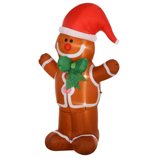 HOMCOM Christmas Gingerbread Man Inflatable - 183cm, LED Lights - ALL4U RETAILER LTD