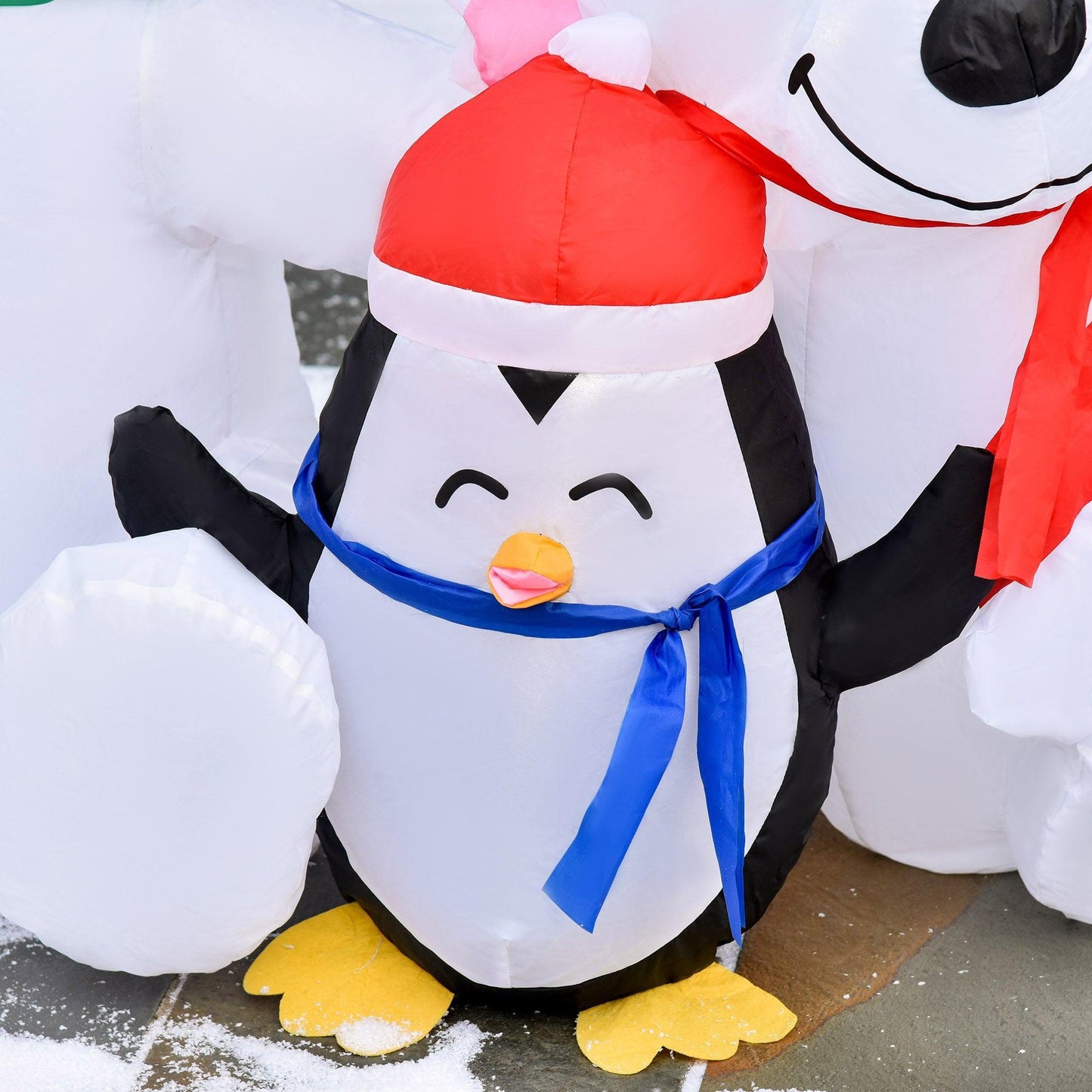 HOMCOM Christmas Inflatable Decoration with Bears and Penguin - ALL4U RETAILER LTD