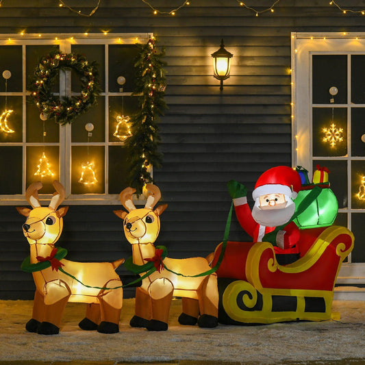 HOMCOM Christmas Inflatable Santa Claus & Sleigh - ALL4U RETAILER LTD