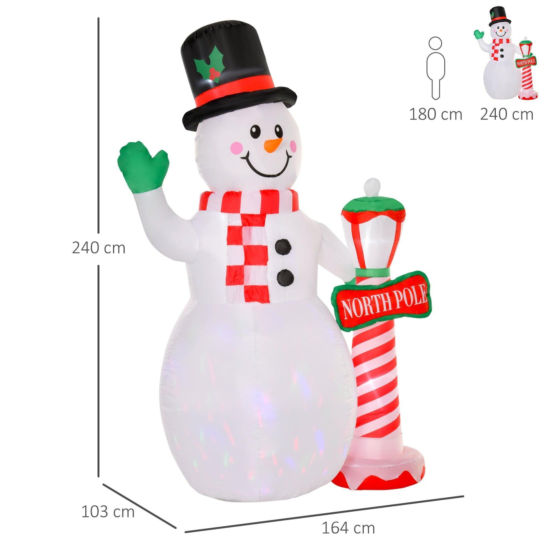 HOMCOM Christmas Snowman Inflatable, 2.4m Tall - Lighting - ALL4U RETAILER LTD