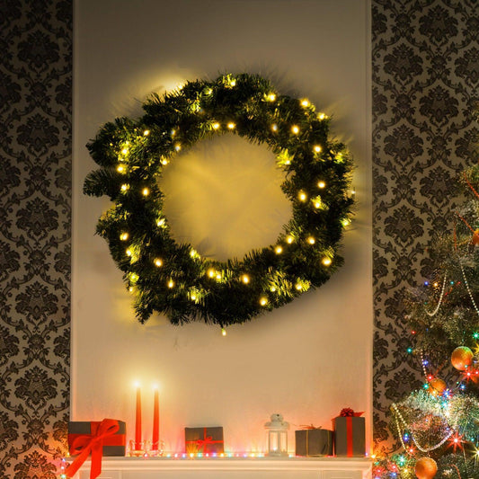 HOMCOM Christmas Wreath with 50 LEDs - ALL4U RETAILER LTD
