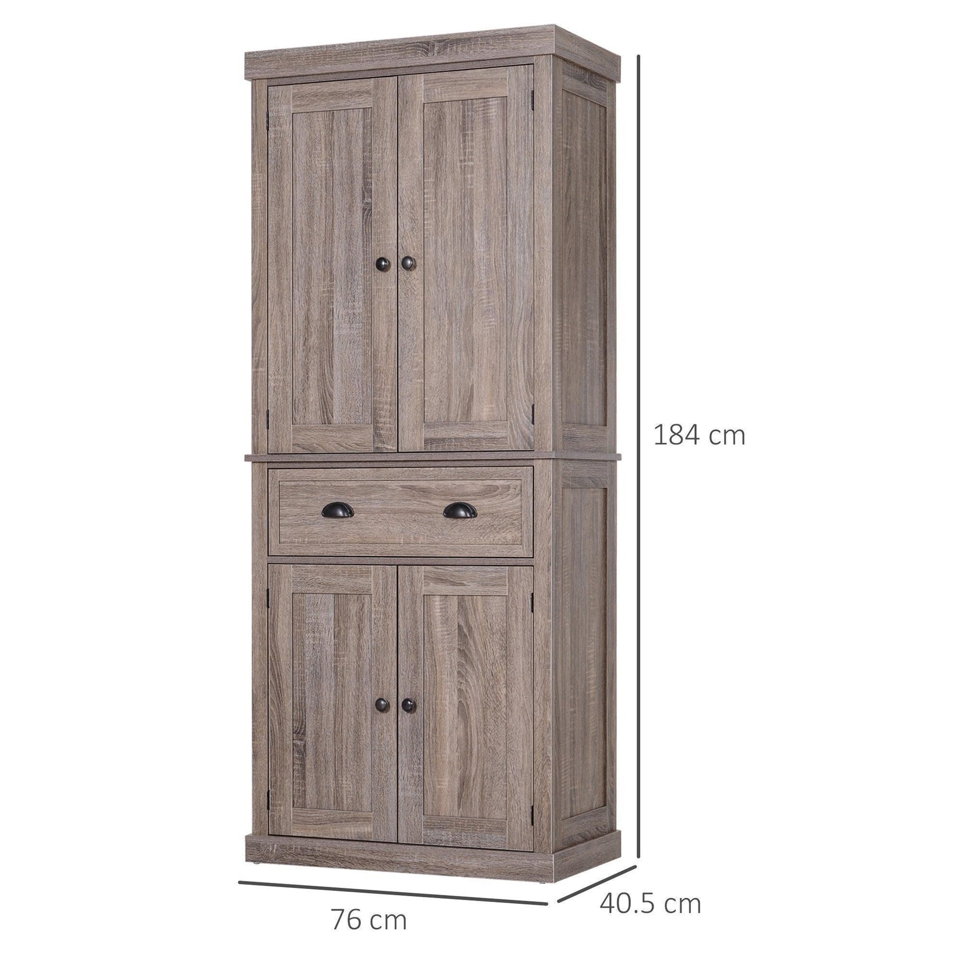 HOMCOM Classic Kitchen Storage Cabinet - Dark Wood, 76L - ALL4U RETAILER LTD