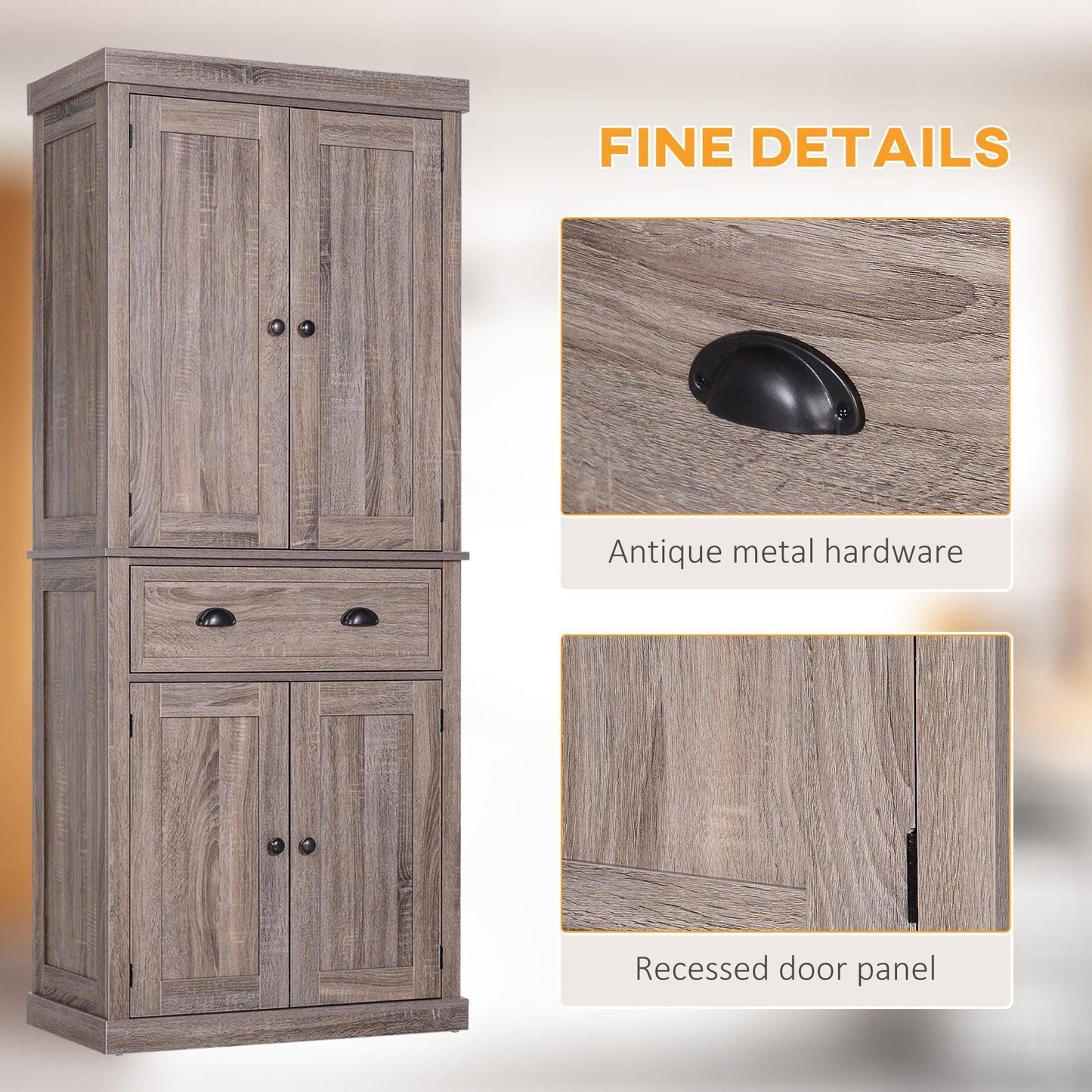 HOMCOM Classic Kitchen Storage Cabinet - Dark Wood, 76L - ALL4U RETAILER LTD