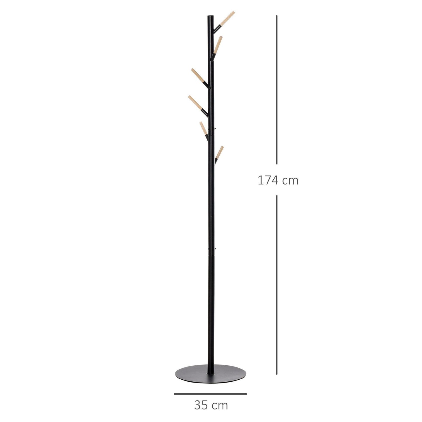 HOMCOM Coat Rack Stand, 6 Hooks, Hat Display - ALL4U RETAILER LTD