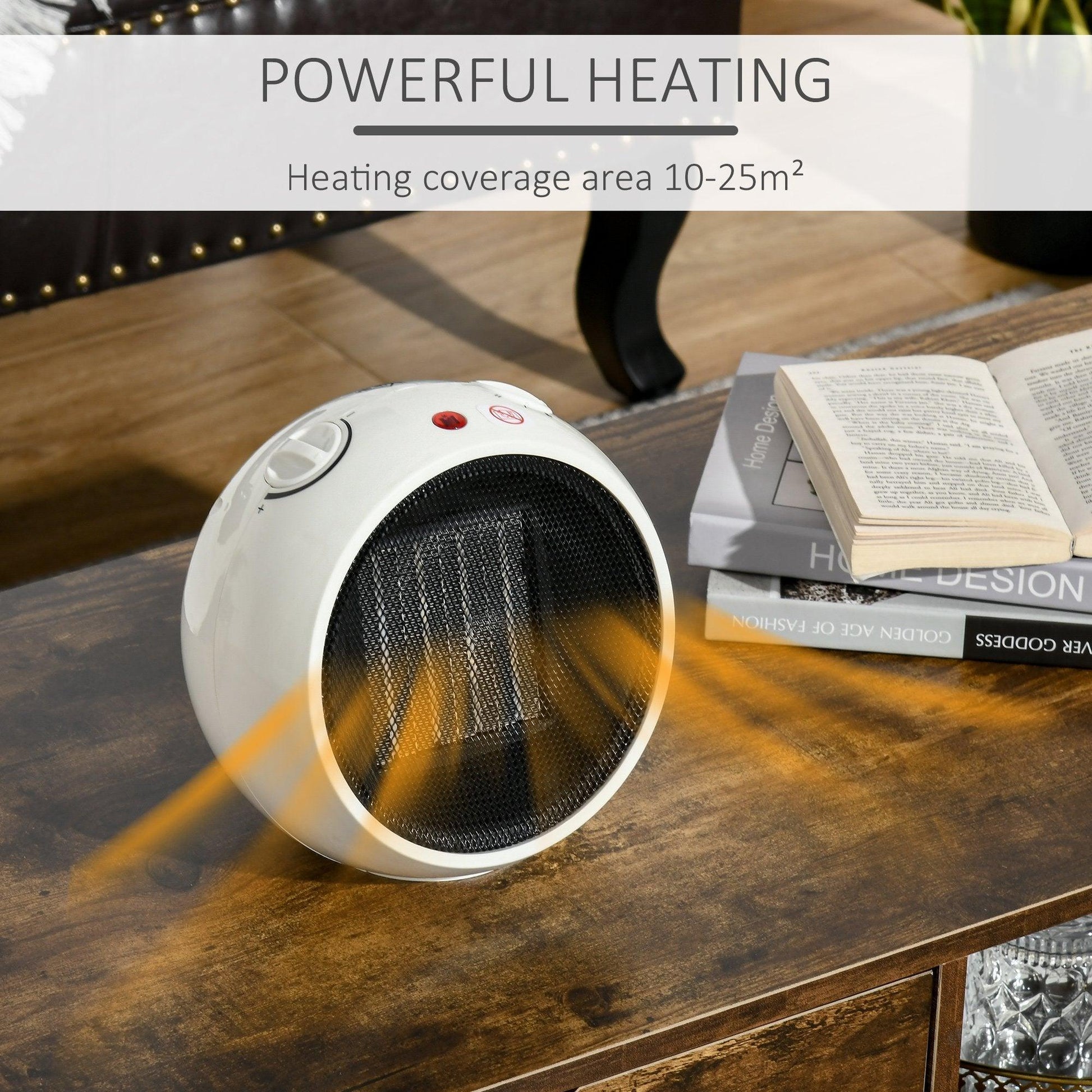 HOMCOM Compact Ceramic Heater: 3 Modes, Adjustable Temp, Safe - ALL4U RETAILER LTD