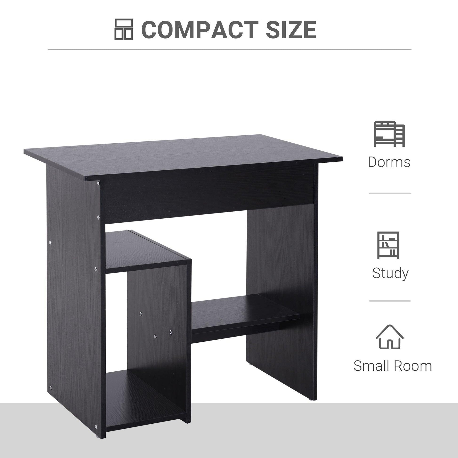 HOMCOM Compact Computer Desk with Keyboard Tray and Storage - ALL4U RETAILER LTD