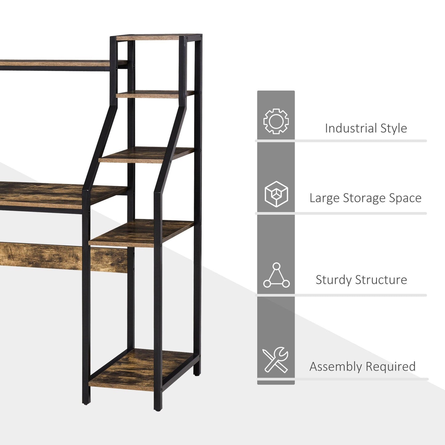 HOMCOM Compact Study Desk with Shelves & Storage - ALL4U RETAILER LTD