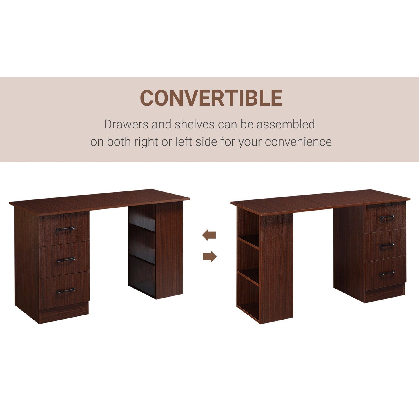 HOMCOM Compact Walnut Desk with Storage, 120cm - ALL4U RETAILER LTD