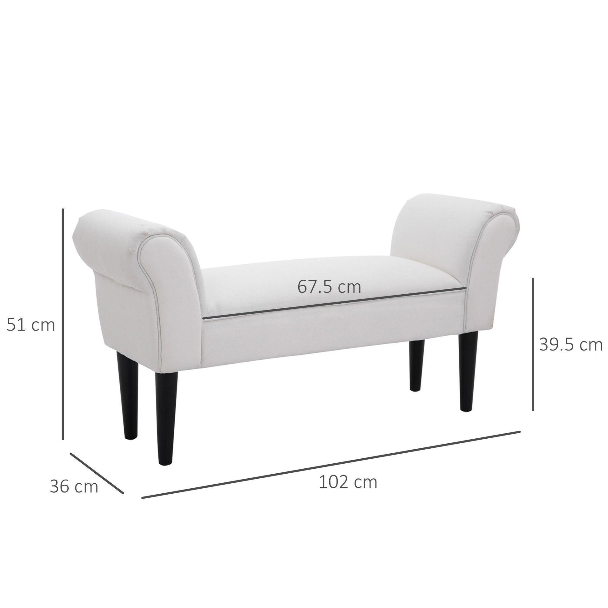 HOMCOM Compact White Chaise Lounge Sofa: Small Window Seat - ALL4U RETAILER LTD