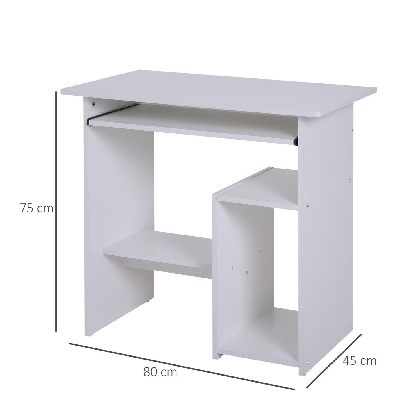 HOMCOM Compact White Computer Desk: Storage Shelf Included - ALL4U RETAILER LTD