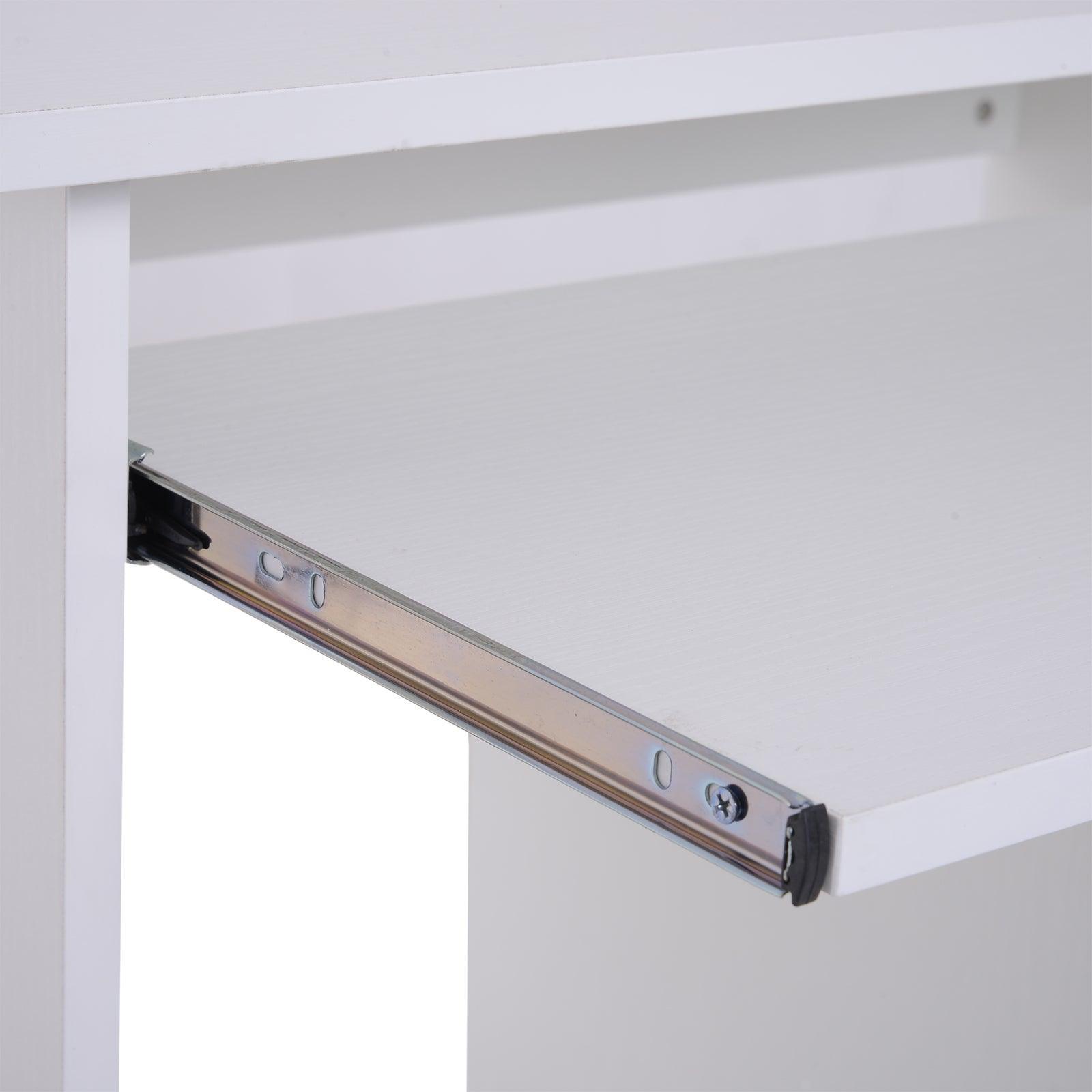 HOMCOM Compact White Computer Desk: Storage Shelf Included - ALL4U RETAILER LTD