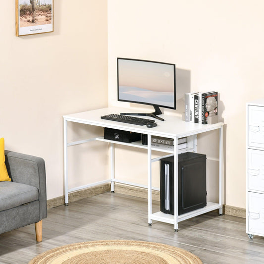 HOMCOM Compact White Computer Desk with Storage Shelf - ALL4U RETAILER LTD