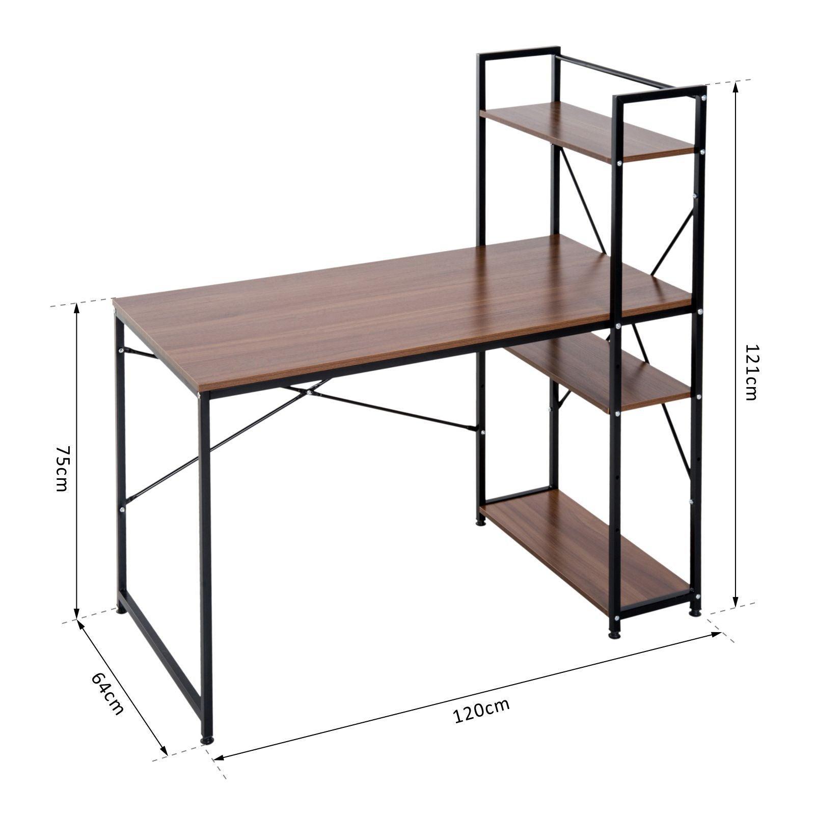 HOMCOM Computer Desk with Bookshelf & Storage - ALL4U RETAILER LTD