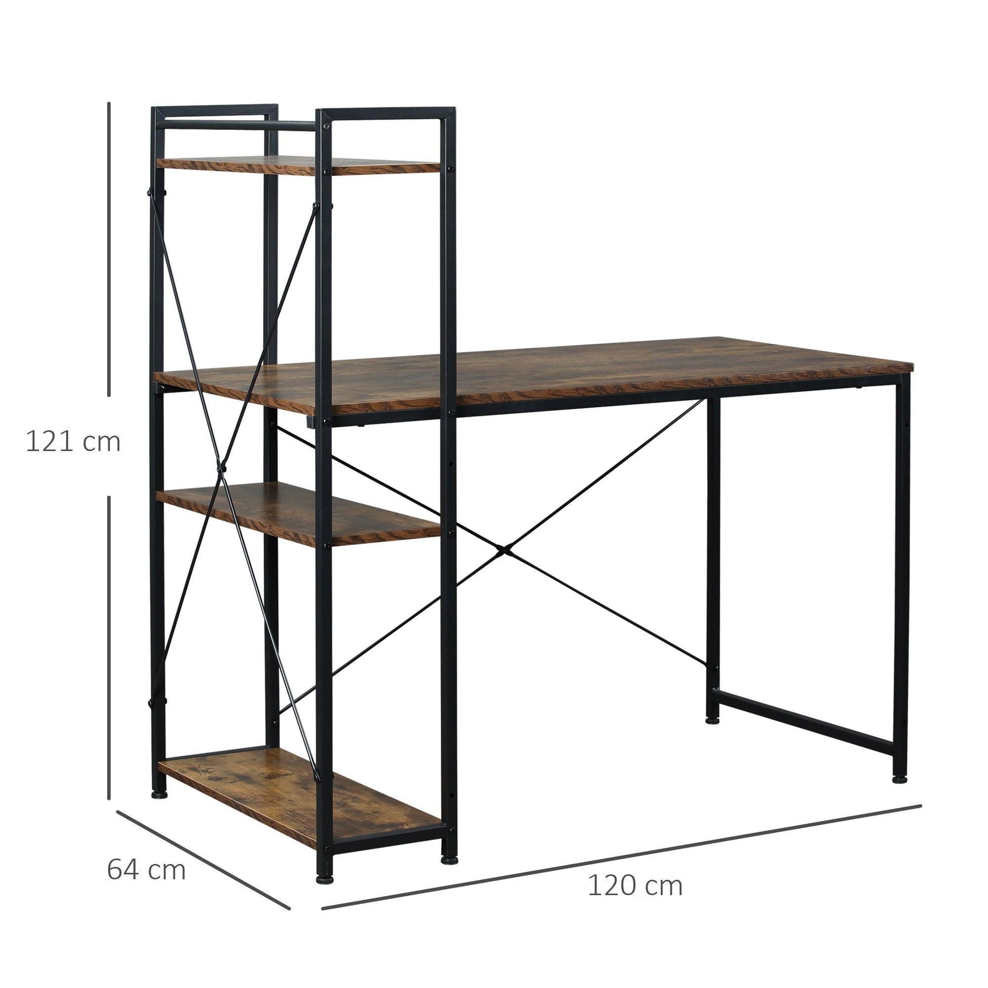 HOMCOM Computer Desk with Bookshelf Storage - ALL4U RETAILER LTD