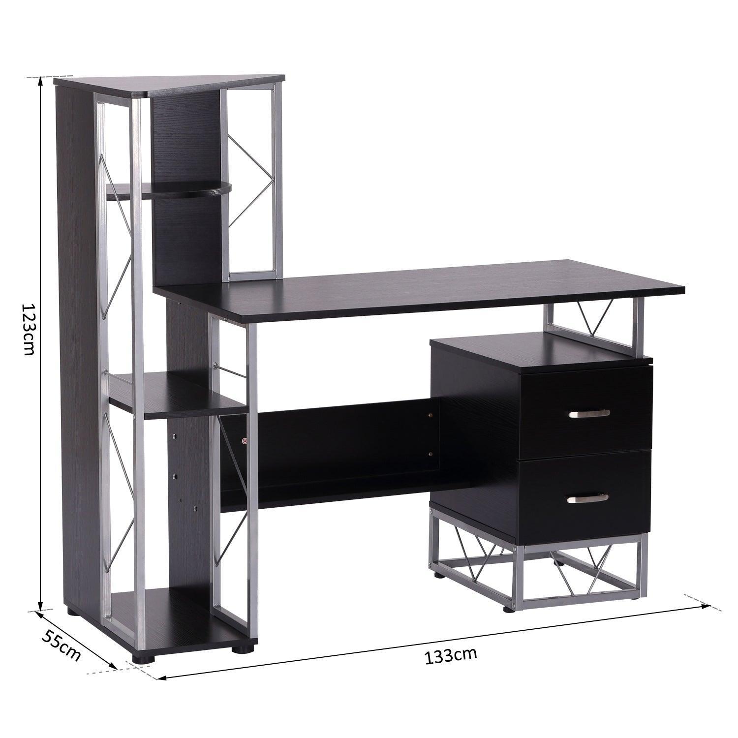 HOMCOM Computer Desk with Drawers - ALL4U RETAILER LTD