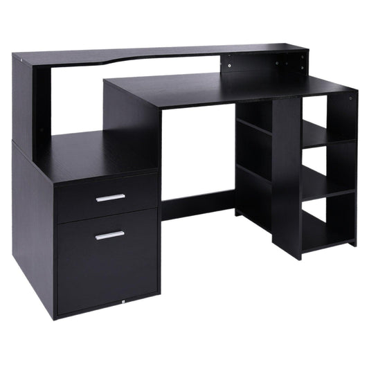 HOMCOM Computer Desk with Storage Drawer - Modern Home Office - ALL4U RETAILER LTD