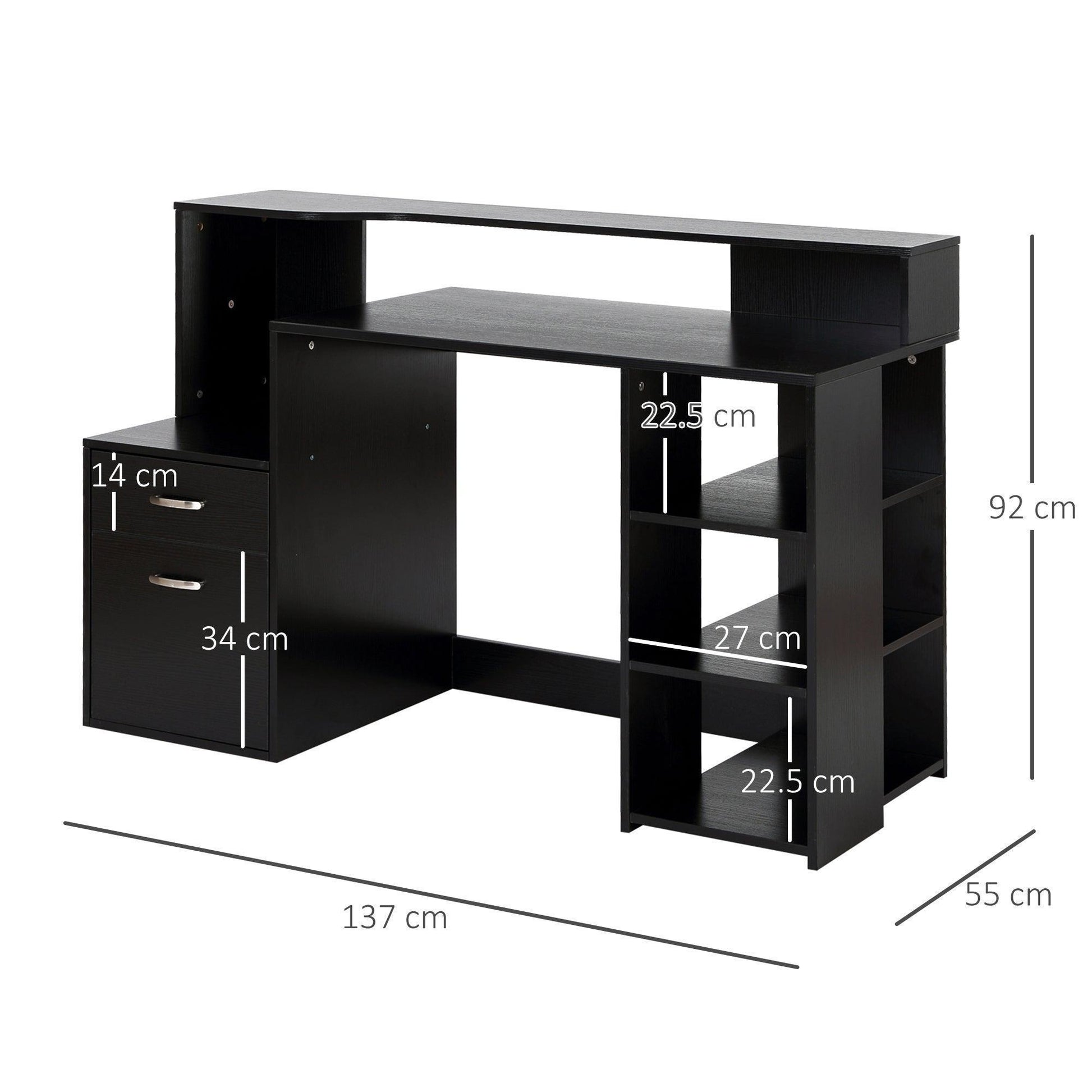 HOMCOM Computer Desk with Storage Drawer - Modern Home Office - ALL4U RETAILER LTD