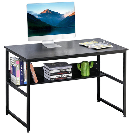 HOMCOM Computer Desk with Storage Shelf - ALL4U RETAILER LTD