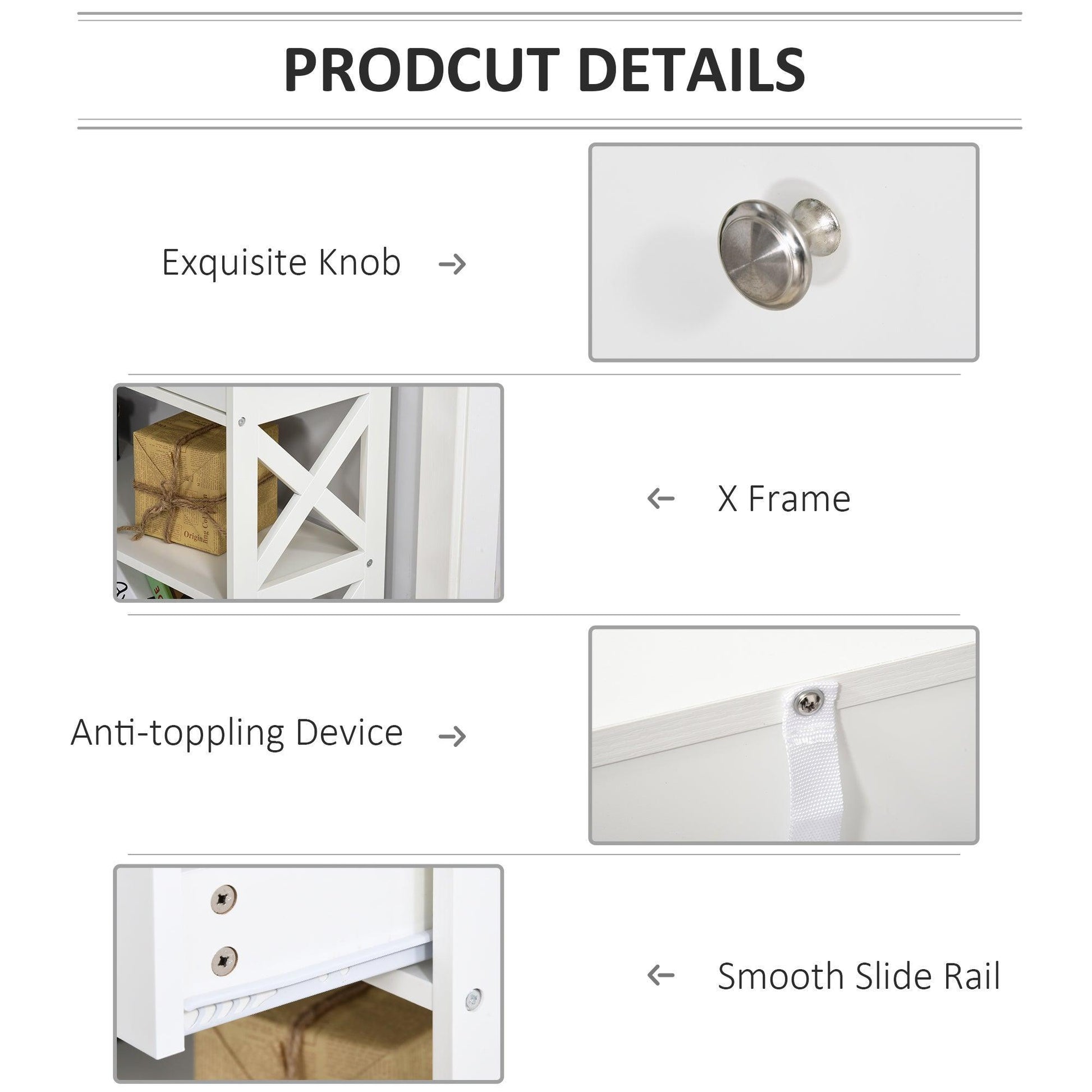 HOMCOM Console Table with Shelves and Drawers - White - ALL4U RETAILER LTD