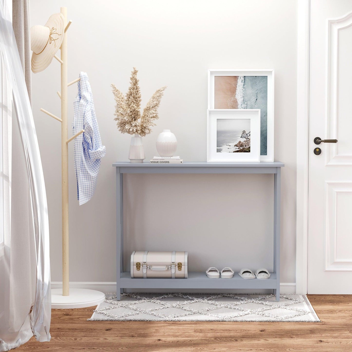 HOMCOM Console Table with Storage Shelf - Grey - ALL4U RETAILER LTD