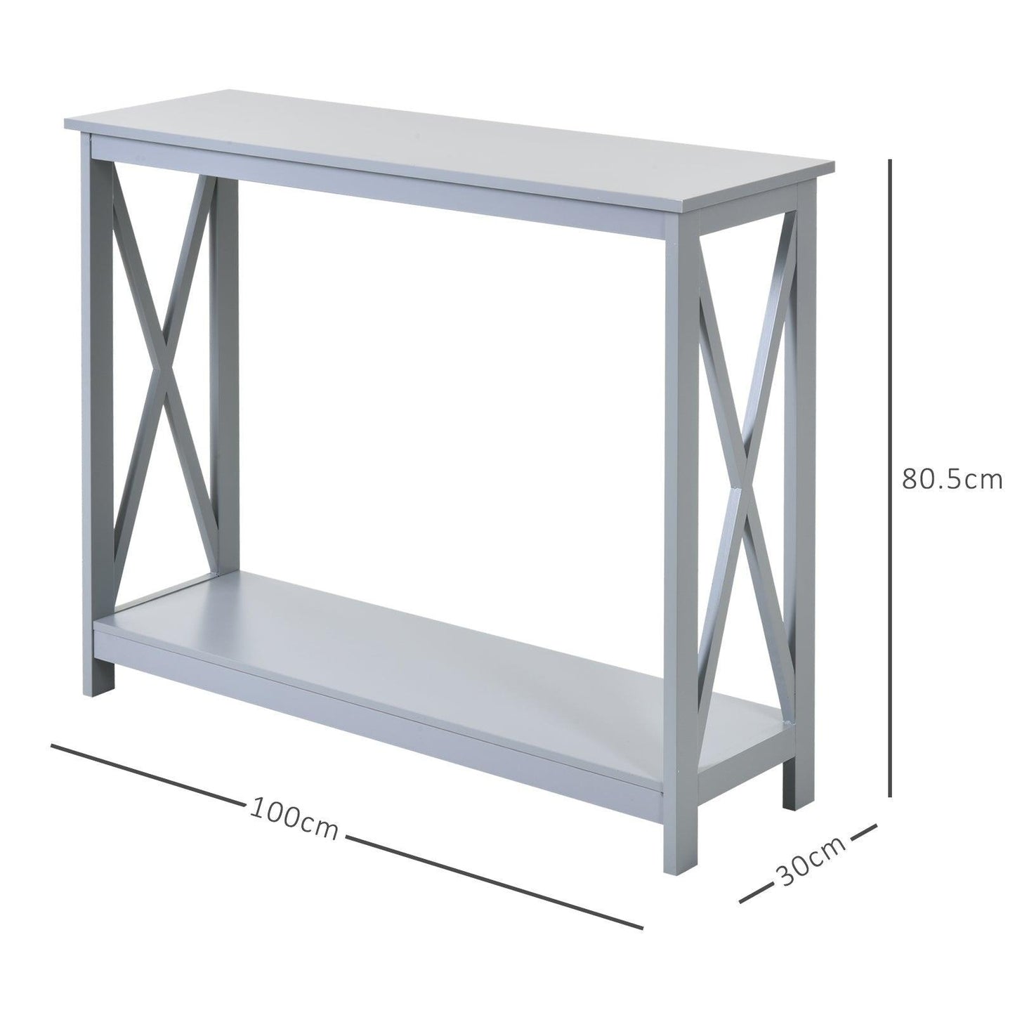 HOMCOM Console Table with Storage Shelf - Grey - ALL4U RETAILER LTD