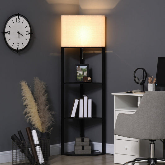 HOMCOM Corner Floor Lamp: Sleek & Practical - ALL4U RETAILER LTD