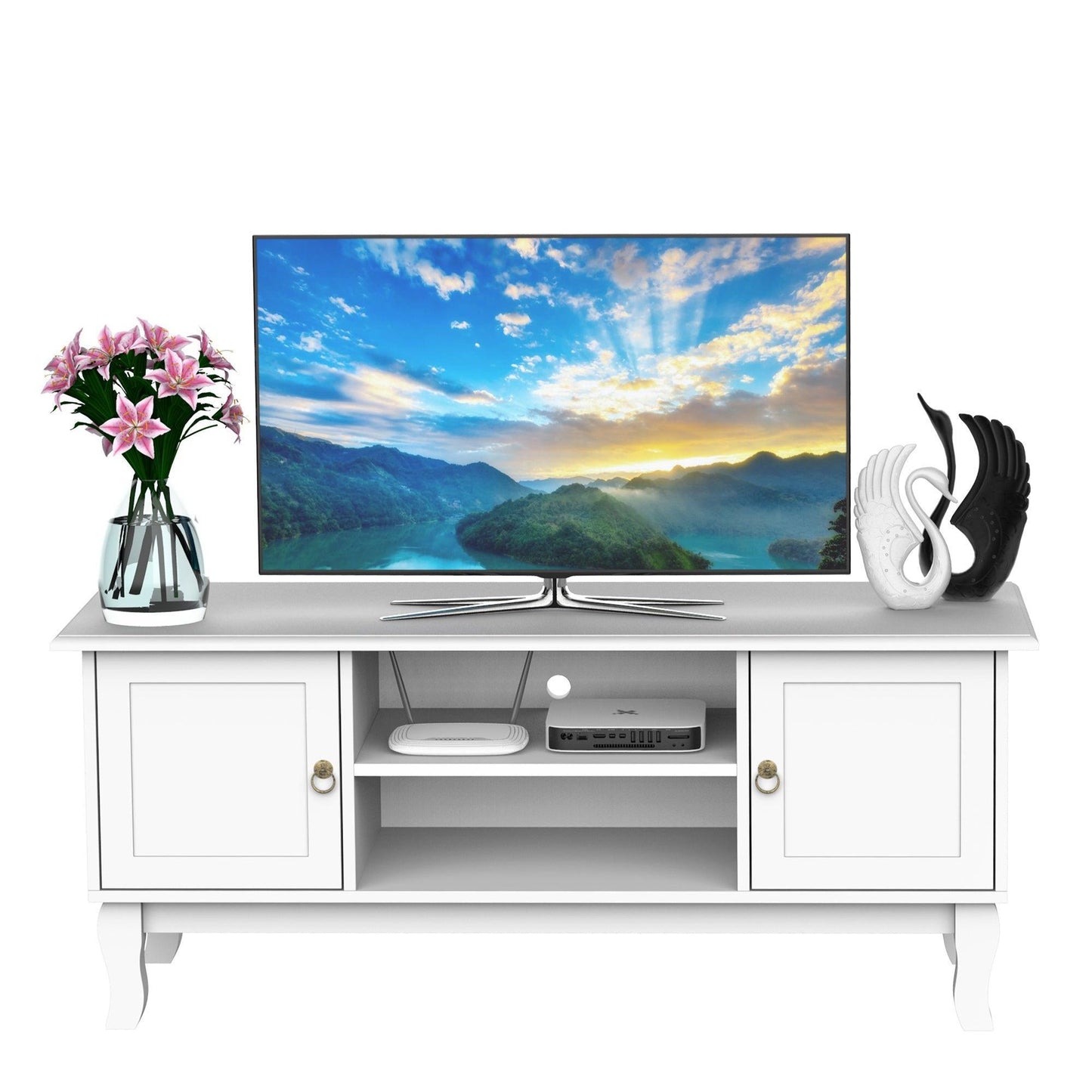 HOMCOM Corner TV Stand - White MDF - ALL4U RETAILER LTD