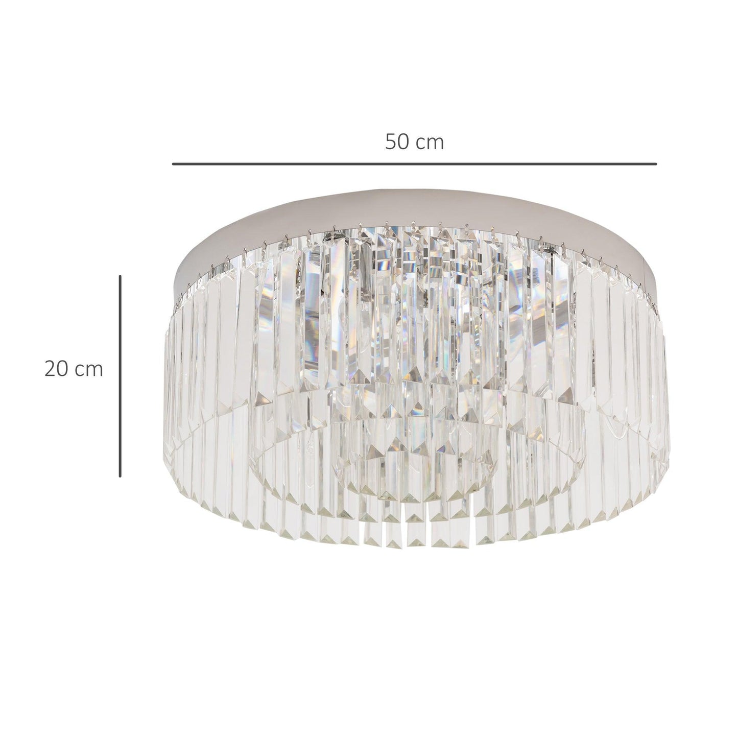 HOMCOM Crystal Ceiling Light Elegant Chandelier - ALL4U RETAILER LTD