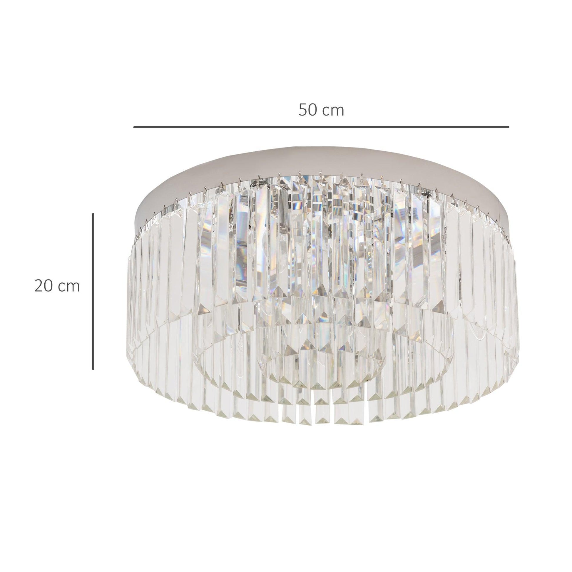 HOMCOM Crystal Ceiling Light Elegant Chandelier - ALL4U RETAILER LTD