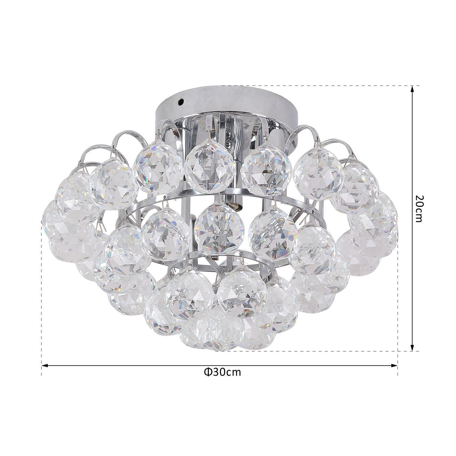 HOMCOM Crystal Chandelier - Elegant Flush Mount Pendant - ALL4U RETAILER LTD