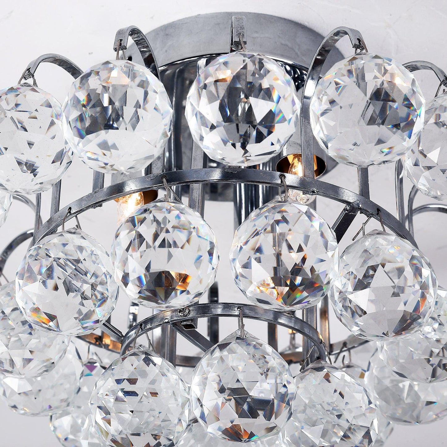 HOMCOM Crystal Chandelier - Elegant Flush Mount Pendant - ALL4U RETAILER LTD