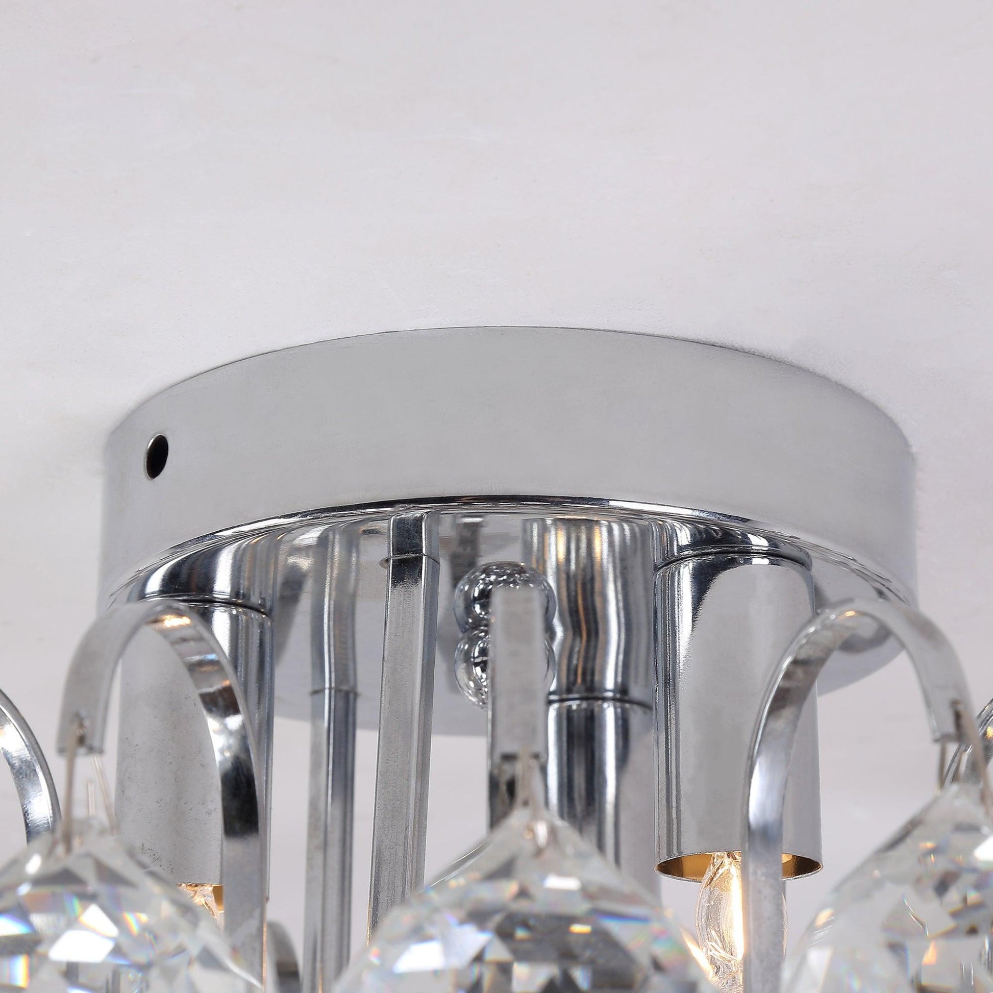 HOMCOM Crystal Chandelier - Elegant Flush Mount Pendant - ALL4U RETAILER LTD