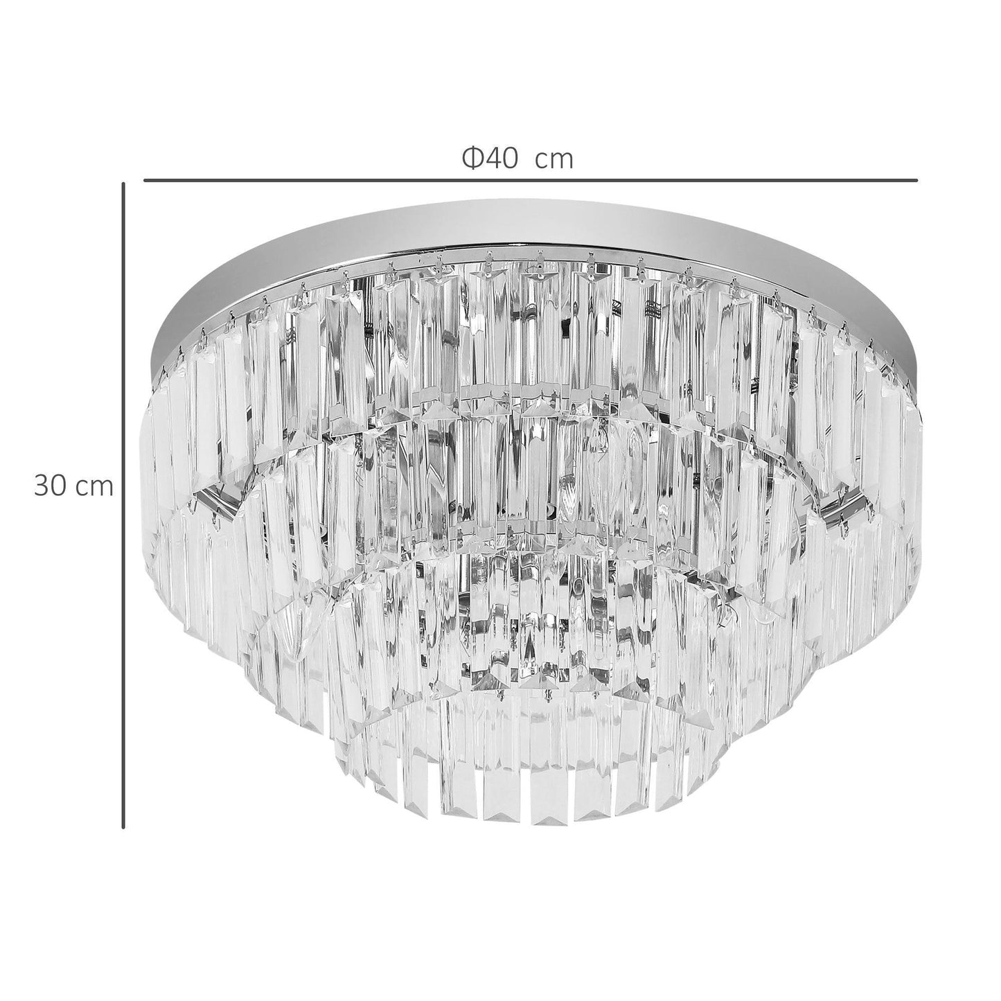 HOMCOM Crystal Chandelier - Round 7-Light Ceiling Fixture - ALL4U RETAILER LTD