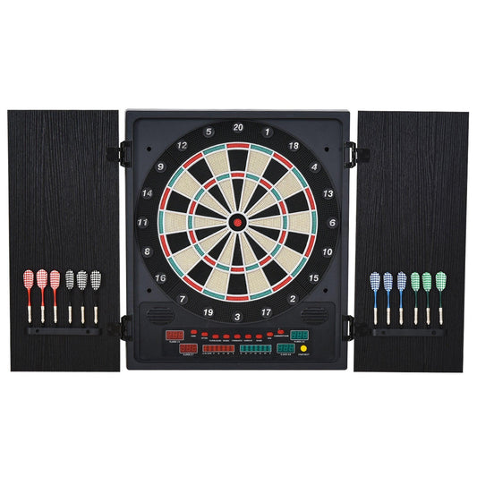 HOMCOM Dartboard Set: LED Scoreboard, 12 Darts, Storage - ALL4U RETAILER LTD