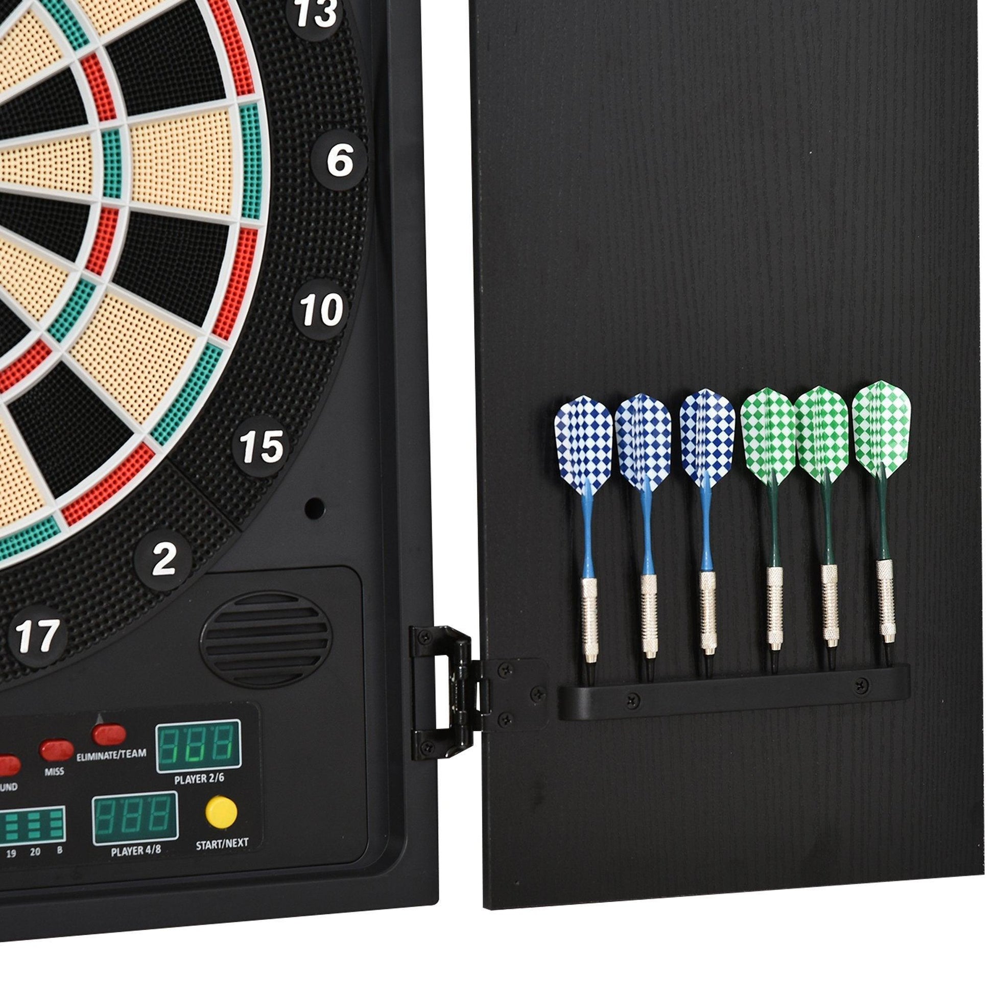 HOMCOM Dartboard Set: LED Scoreboard, 12 Darts, Storage - ALL4U RETAILER LTD