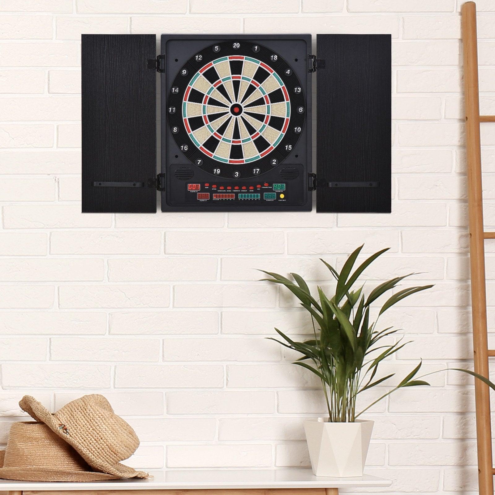 HOMCOM Dartboard Set: LED Scoreboard, 12 Darts, Storage - ALL4U RETAILER LTD